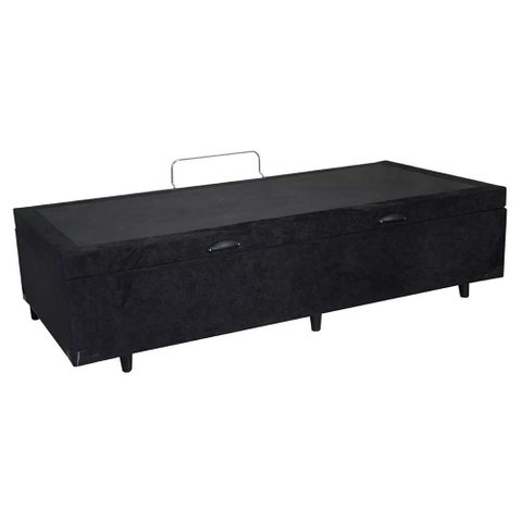 Base Box Baú Solteiro Santo Box Suede Preto 47x78x188