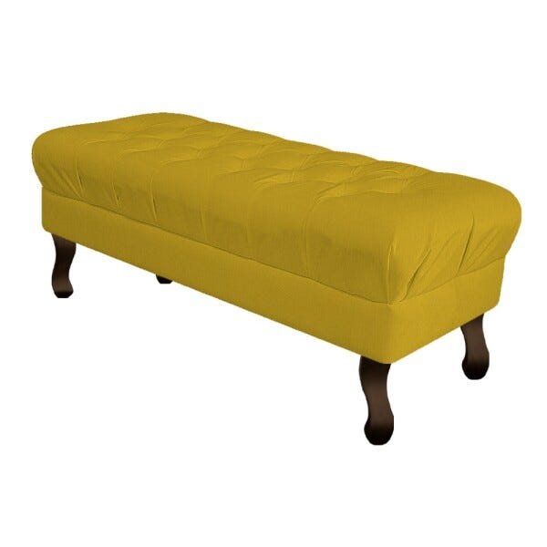 Puff Retrô 160cm Luis XV Suede Amarelo - Sts Móveis - 1