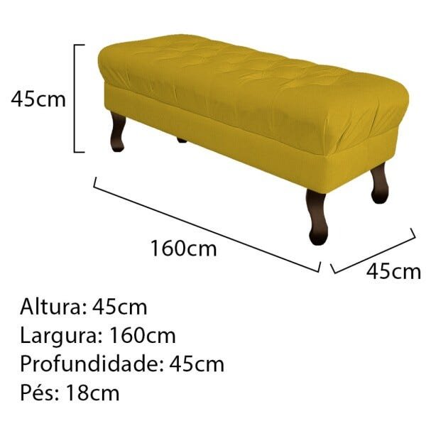 Puff Retrô 160cm Luis XV Suede Amarelo - Sts Móveis - 3