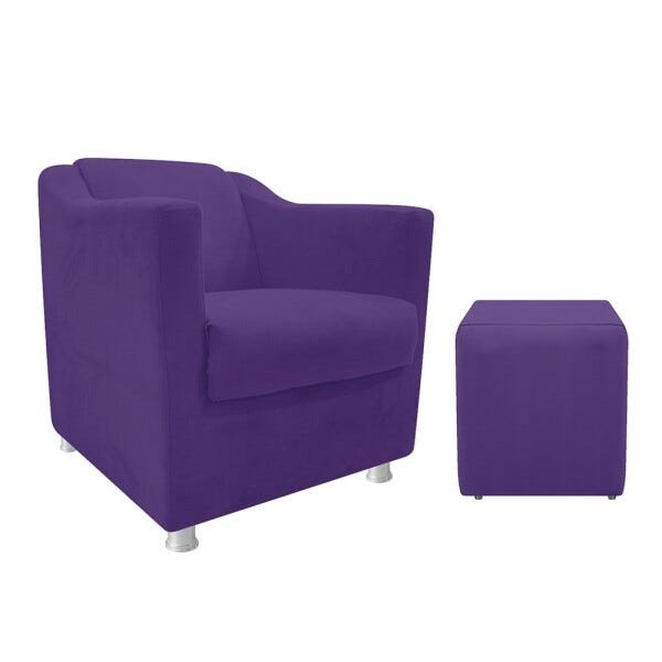 kit Poltrona Tilla e Puff Dado Corano Roxo - STS Móveis - 1