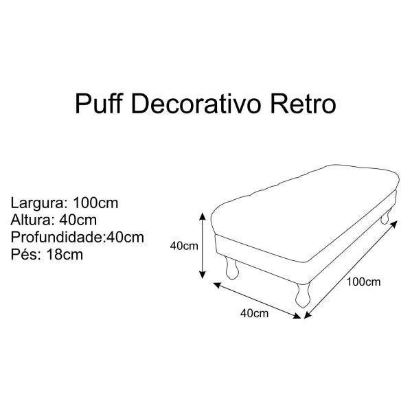 Puff Retrô 100cm Capitonê Corino Bege - Sts Móveis - 1