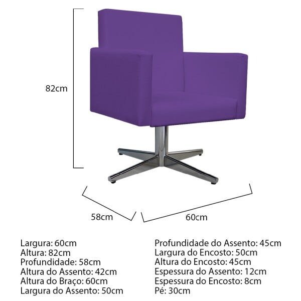 Kit Poltrona Beatriz e Puff Sofia Base Giratória de Metal Corano Roxo - STS Móveis - 5