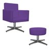 Kit Poltrona Beatriz e Puff Sofia Base Giratória de Metal Corano Roxo - STS Móveis - 1