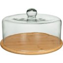 Ver imagem 1 de Prato Bolo Boliera Redondo Home&co Tampa Vidro Bambu 19x33x33cm