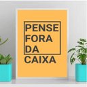 Ver imagem 2 de Quadro Decorativo Pense Fora Da Caixa 24x18cm - com vidro:Madeira branca