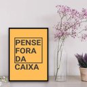 Ver imagem 1 de Quadro Decorativo Pense Fora Da Caixa 24x18cm - com vidro:Madeira branca