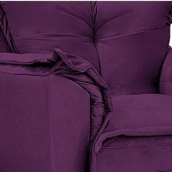 Kit 2 Poltronas Opala Base Giratória de Metal Suede Roxo - Sts Móveis - 6