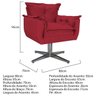 Kit 2 Poltronas Opala Base Giratória de Metal Suede Vermelho - Sts Móveis - 5