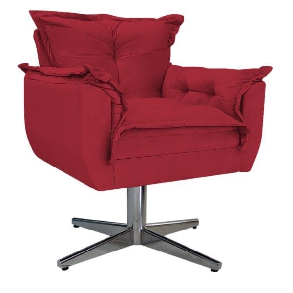 Kit 2 Poltronas Opala Base Giratória de Metal Suede Vermelho - Sts Móveis - 2