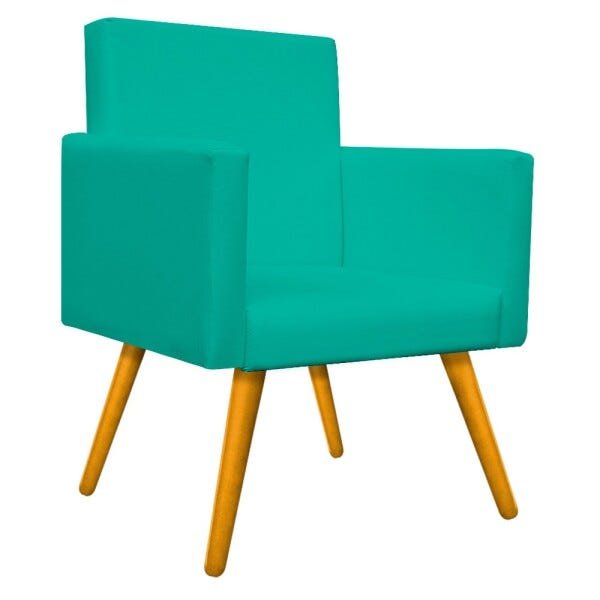 Kit 2 Poltronas Beatriz Palito Mel Corano Azul Turquesa - 3