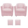 Kit 2 Poltronas Tilla e 2 Puffs Dado Corano Rosa Bebê - 1