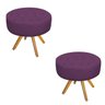 Kit 2 Puffs Fernanda Base Giratória Madeira Suede Roxo - Sts Móveis - 1