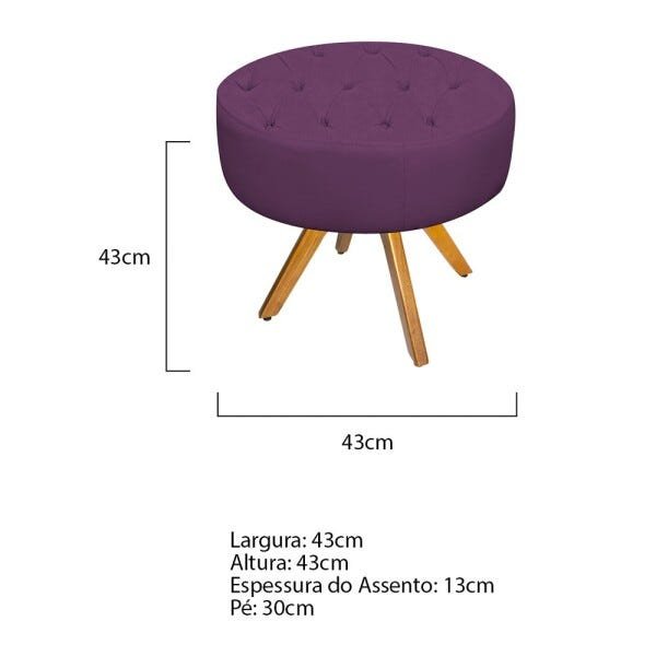 Kit 2 Puffs Fernanda Base Giratória Madeira Suede Roxo - Sts Móveis - 4