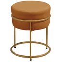 Ver imagem 1 de Puff Redondo Argola Levi Veludo Terracota Base em Aço Dourado
