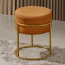 Ver imagem 2 de Puff Redondo Argola Levi Veludo Terracota Base em Aço Dourado