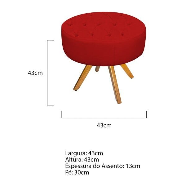 Kit 2 Puffs Fernanda Base Giratória Madeira Suede Vermelho - Sts Móveis - 4