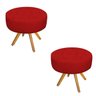 Kit 2 Puffs Fernanda Base Giratória Madeira Suede Vermelho - Sts Móveis - 1