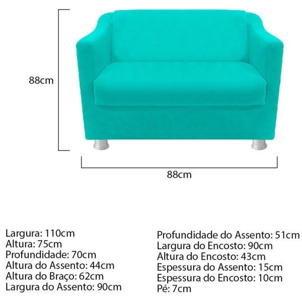 kit 02 Poltronas e 01 Namoradeira Tilla Corano Azul Turquesa - STS Móveis - 6