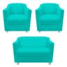 kit 02 Poltronas e 01 Namoradeira Tilla Corano Azul Turquesa - STS Móveis - 1