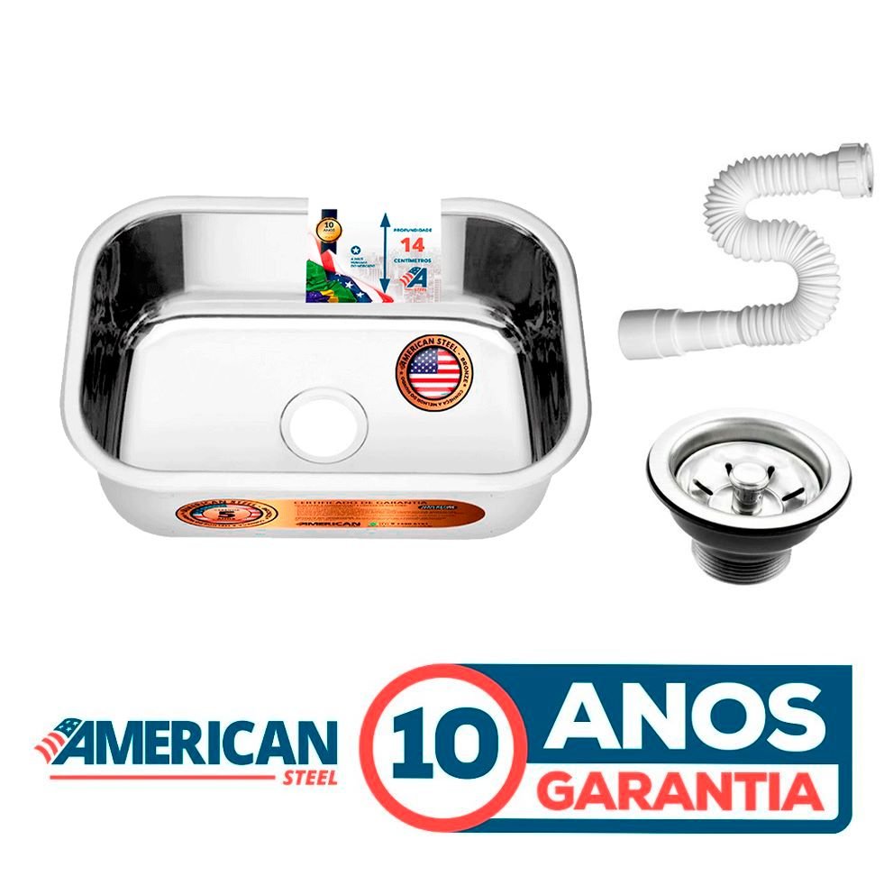 Cuba Inox Pia Cozinha 430 47x30x14 +válvula – American Steel - 5