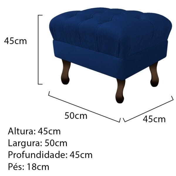 Kit 2 Puffs Retrô Luis XV Suede Azul Marinho - Sts Móveis - 4
