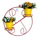 Ver imagem 1 de Suporte Ferro Plantas Redondo Colonial 2 Vasos Cor Vermelha