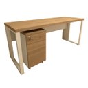Ver imagem 4 de Mesa Escrivaninha Industrial 1,90m com Gaveteiro e Pés Metal Cor:macadâmia com Branco