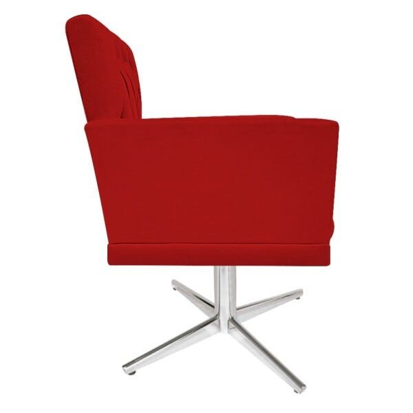 Kit 2 Poltronas Fernanda Base Giratória de Metal Suede Vermelho - 4