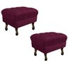 Kit 2 Puffs Retrô Luis XV Suede Bordô - Sts Móveis - 1