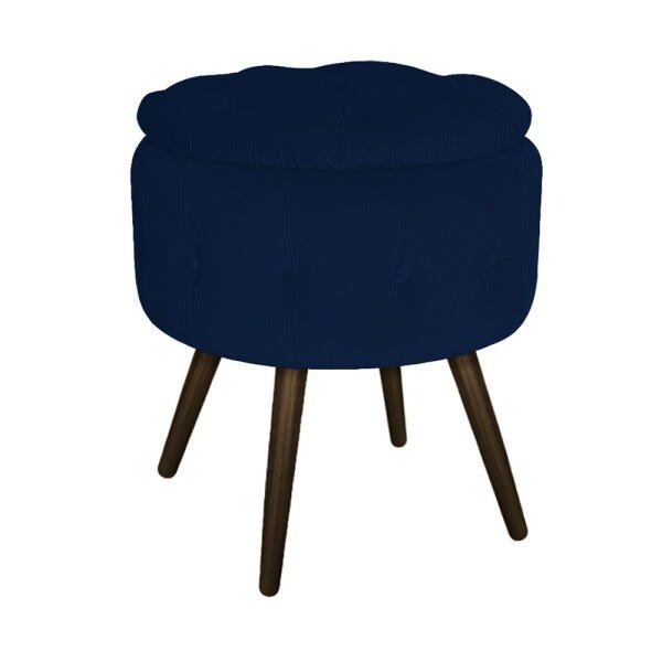 Kit 2 Puffs Londres Baú Palito Tabaco Suede Azul Marinho - Sts Móveis - 3