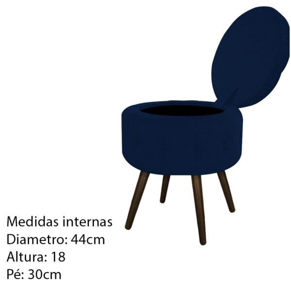 Kit 2 Puffs Londres Baú Palito Tabaco Suede Azul Marinho - Sts Móveis - 6