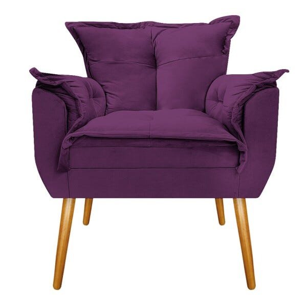 Kit 2 Poltronas e 2 Puff Opala Palito Mel Suede Roxo - Sts Móveis - 3