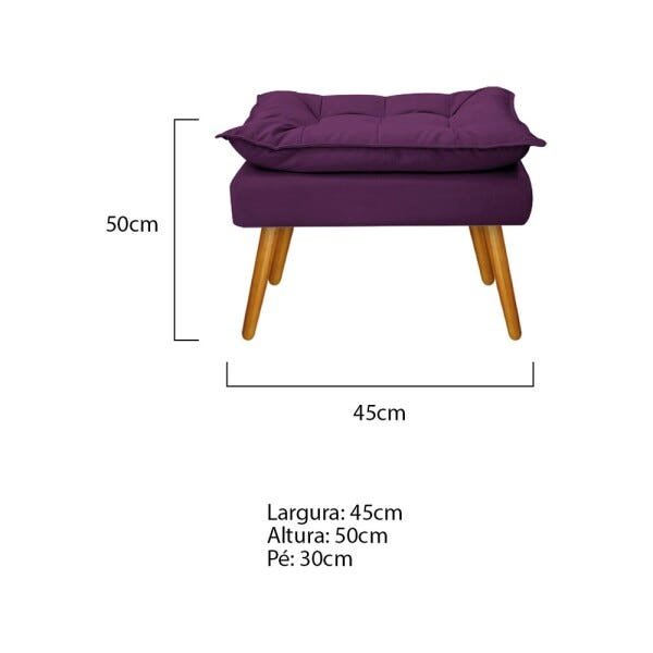 Kit 2 Poltronas e 2 Puff Opala Palito Mel Suede Roxo - Sts Móveis - 6