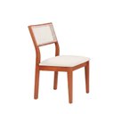 Ver imagem 2 de Kit 6 Cadeiras Madeira Maciça com Estofado e Fibra Natural Rattan Maya Yescasa Marrom/Champagne/Off White