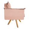 Kit 2 Poltronas Opala Base Giratória de Madeira Suede Rosê - Sts Móveis - 4