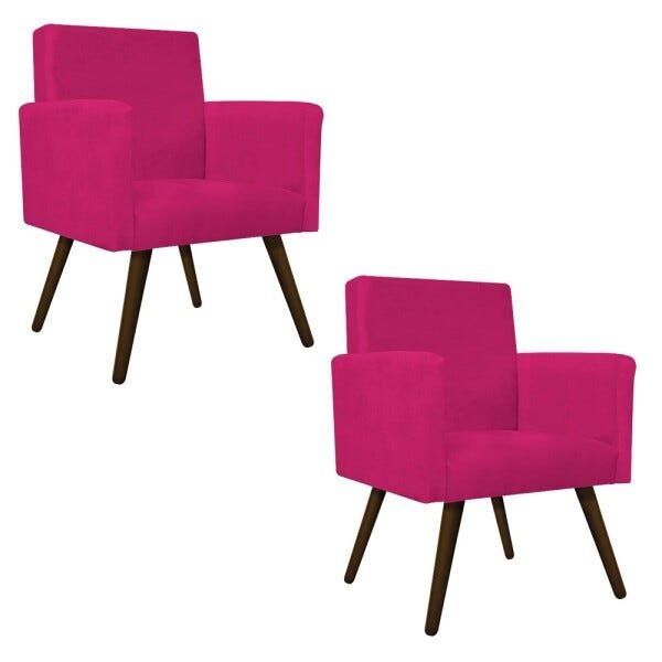Kit 2 Poltronas Beatriz Palito Tabaco Suede Pink - 1