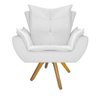 Kit 2 Poltronas Apolo Base Giratória de Madeira Suede Branco - 3