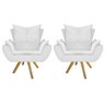 Kit 2 Poltronas Apolo Base Giratória de Madeira Suede Branco - 1
