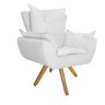 Kit 2 Poltronas Apolo Base Giratória de Madeira Suede Branco - 2