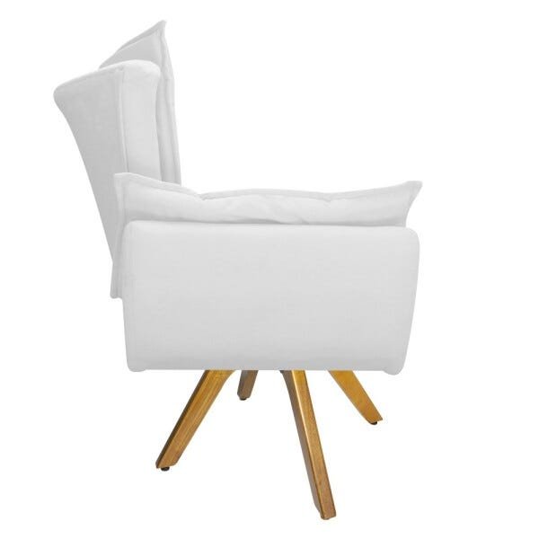 Kit 2 Poltronas Apolo Base Giratória de Madeira Suede Branco - 4