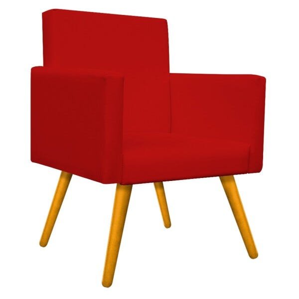Kit 2 Poltronas Beatriz e 2 Puff Sofia Palito Mel Corano Vermelho - 2