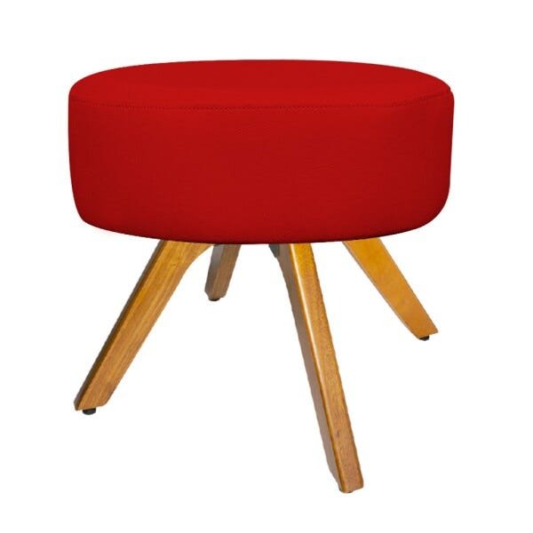 Kit 2 Poltronas Beatriz e 2 Puff Sofia Base Giratória de Madeira Corano Vermelho - 4