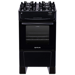 Fogão Atlas 4 Bocas Mônaco Top Glass com Mesa de Vidro e Acendimento Automático Bivolt – Preto - 1