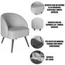 Ver imagem 4 de Kit 2 Poltronas para Sala e Escritório Decorativas Cadma Linho Bege