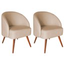 Ver imagem 1 de Kit 2 Poltronas para Sala e Escritório Decorativas Cadma Linho Bege