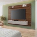 Ver imagem 2 de Painel Arcos para Tv C/detalhes Arredondados Puxadores em Couro:avelã Off