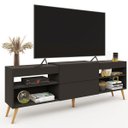 Ver imagem 5 de Rack para TV Até 55 Polegadas Roma 1 Porta 2 Prateleiras Preto Fosco - Panorama Móveis