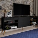 Ver imagem 2 de Rack para TV Até 55 Polegadas Roma 1 Porta 2 Prateleiras Preto Fosco - Panorama Móveis