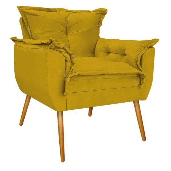 Poltrona Opala Palito Mel Suede Amarelo - Sts Móveis - 1