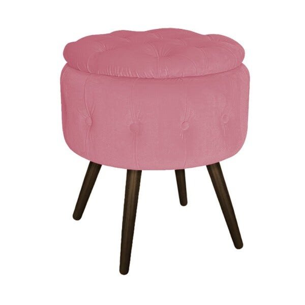Kit 4 Puffs Londres Baú Palito Tabaco Suede Rosa Bebê - Sts Móveis - 3